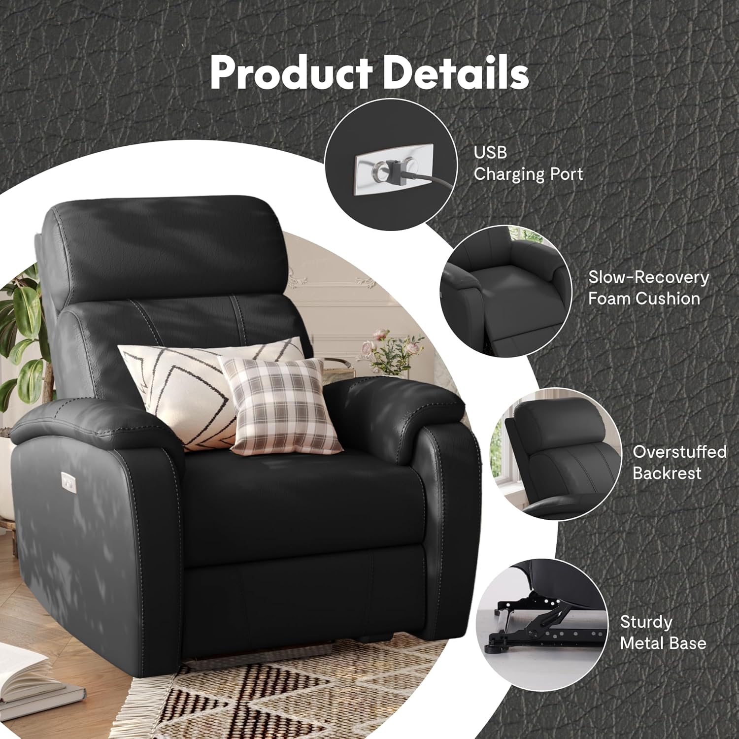 FLEXISPOT X3 Power Recliner Chair, Adjustable Electric Recliner with USB Port