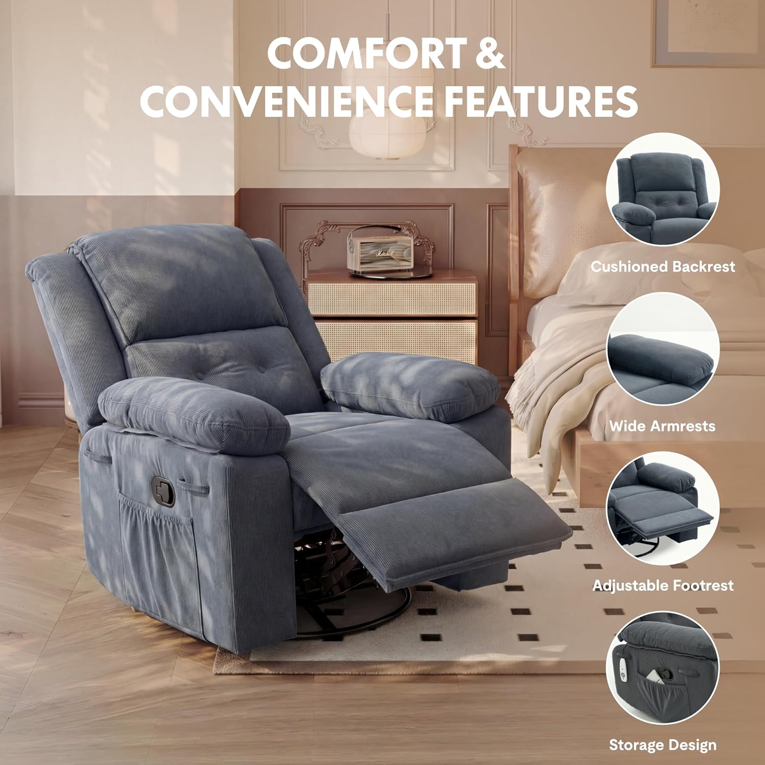 FLEXISPOT XRC2 360° Swivel Rocker Recliner for Adults