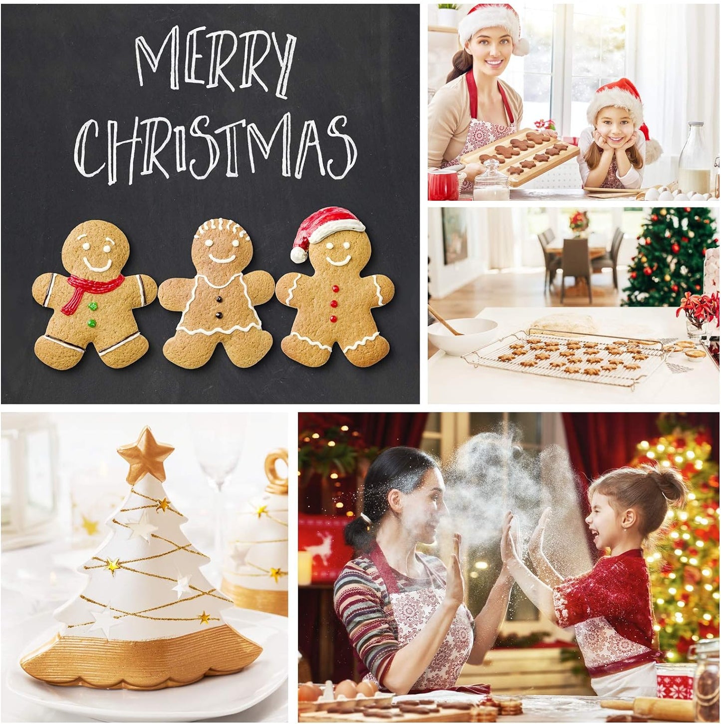 8 Pieces Christmas Cookie Cutters Holiday Cookie Molds Stainless Steel with Gingerbread Men