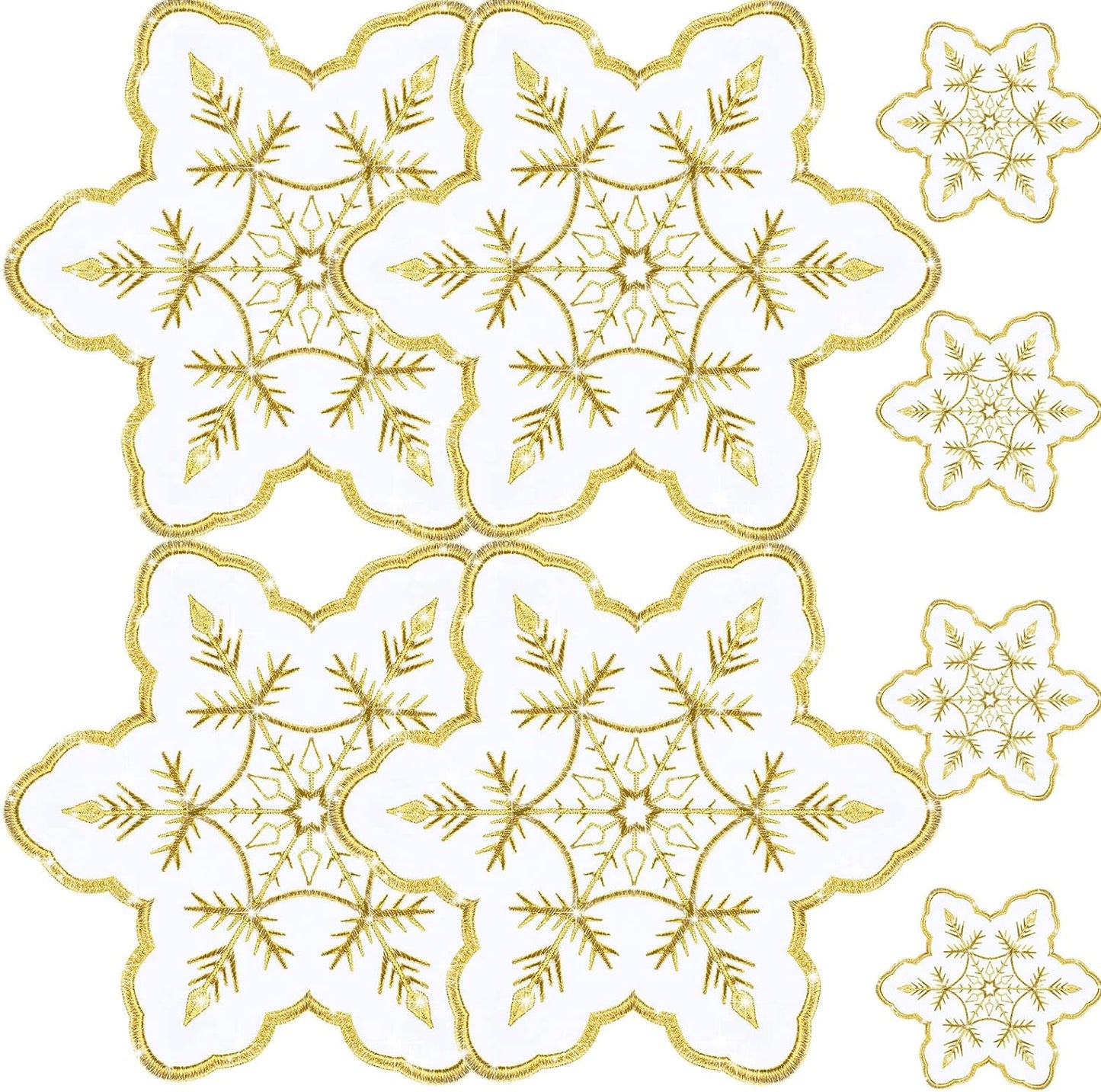 8 Pcs Christmas Snowflake Placemats Coasters Set Placemats Dinner Table Decoration