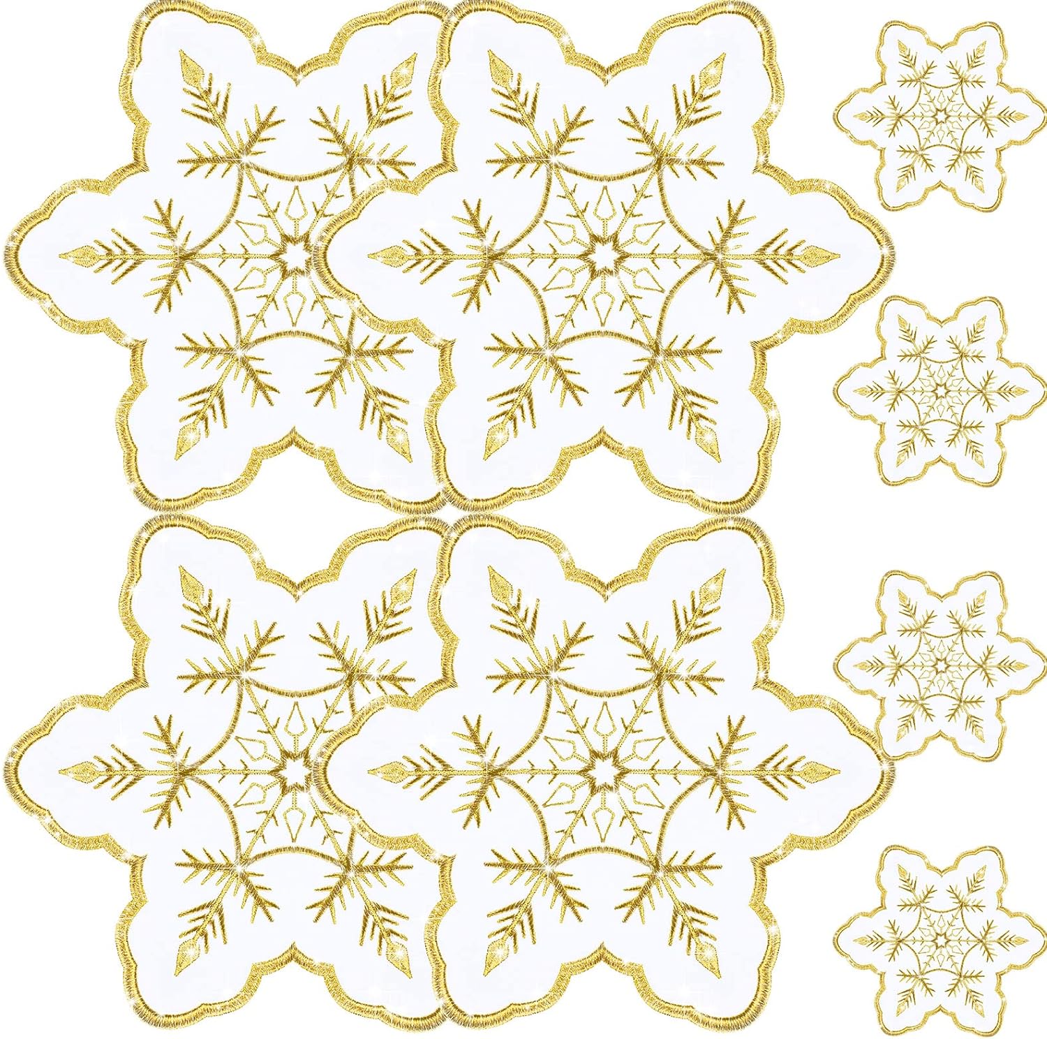 8 Pcs Christmas Snowflake Placemats Coasters Set Placemats Dinner Table Decoration