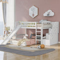 Bunk Bed Twin Over Twin, Bunk Bed with Stairs, Twin bunk Bed for Kids, Teens, Kids bunk beds, White Twin