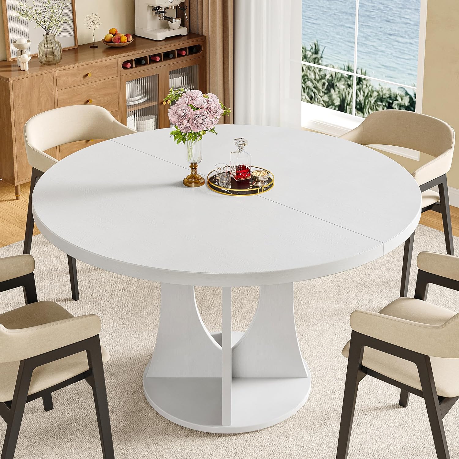 iPormis 47-Inch Round Dining Table for 4-6 People