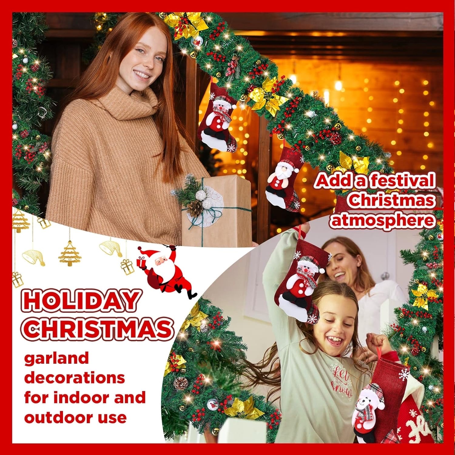 9ft Pre Lit Artificial Christmas Garland Lighted Garland Christmas Light