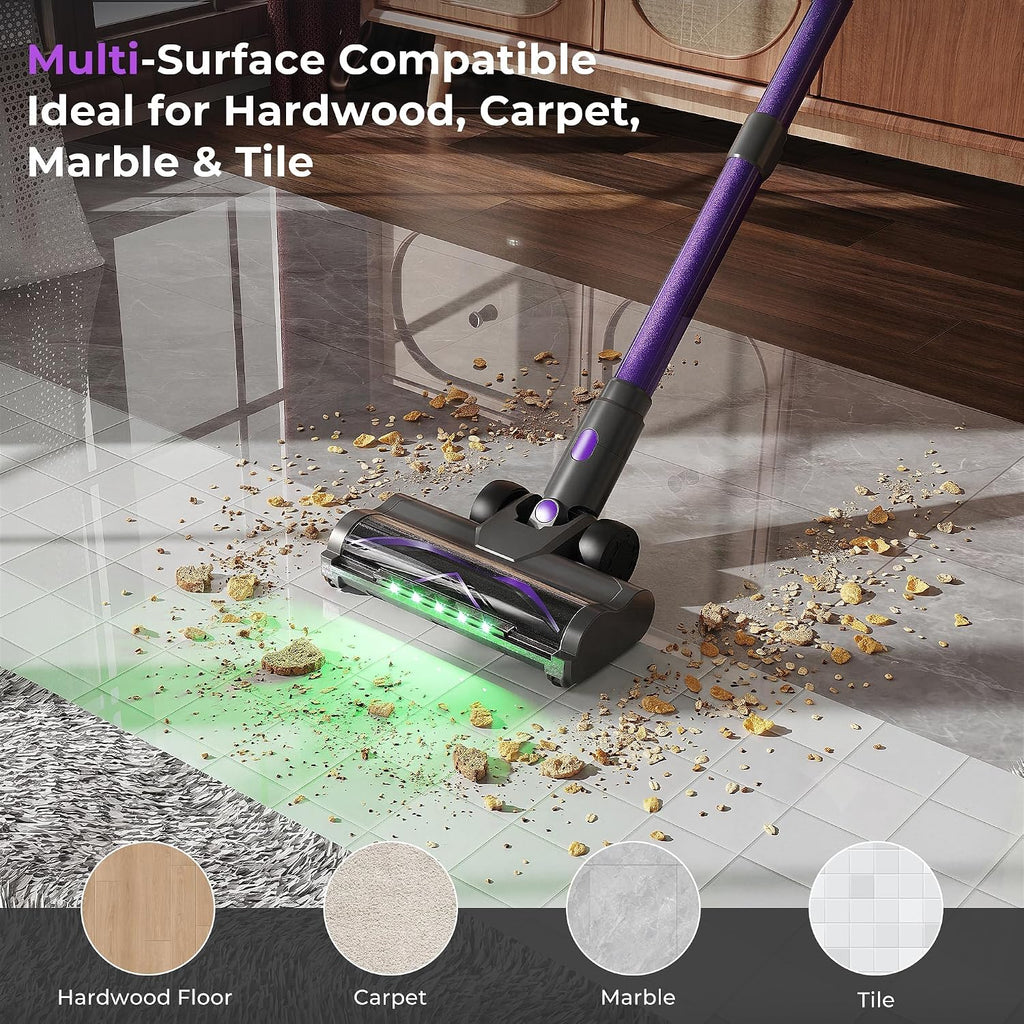 Cordless Vacuum Cleaners for Home, 55Kpa Suction, Max 70Min Runtime