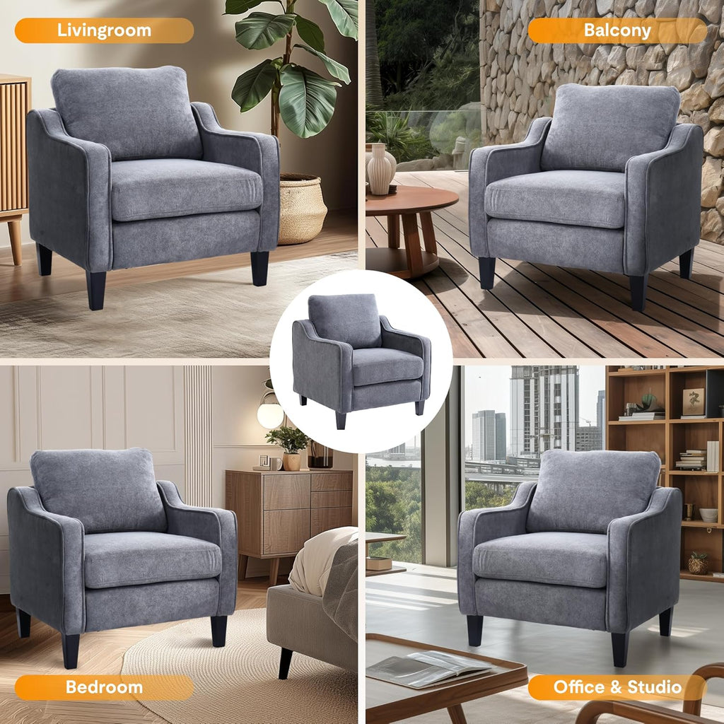 Accent Chair for Living Room, Mid Century Modern Reading Chair for Bedroom