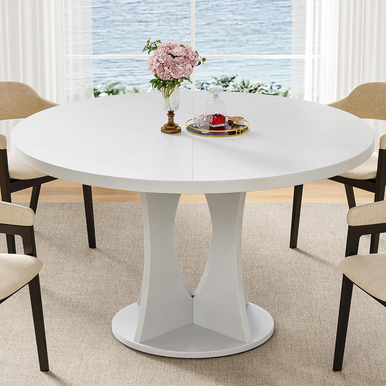 iPormis 47-Inch Round Dining Table for 4-6 People