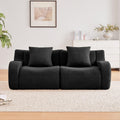 Soft Teddy Fabric Boneless Sofa Fluffy Comfortable Couch 32D High-Density Sponge Streamlined Design Non-Slip Base No Assembly for Living Room or Bedroom, Black