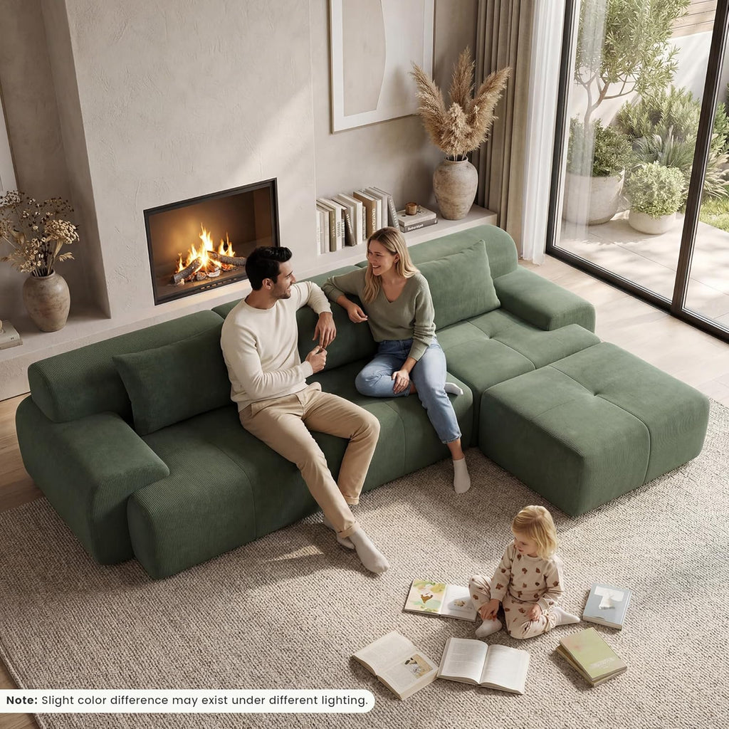108'' Modular Sectional Boneless Sofa (green)