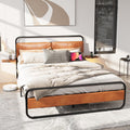 Queen Size Bed Frame,Metal Platform Queen Bed Frame, Queen Bed with Leather Upholstered Headboard, Built in Charging Station & LED, Noise-Free/Metal Slat Support/No Box Spring Needed, USB A+C Brand: B&L