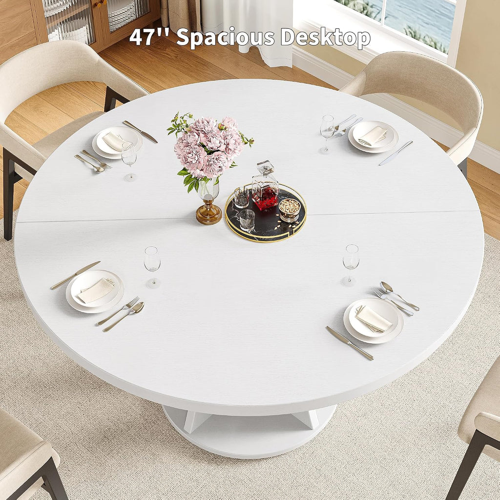 iPormis 47-Inch Round Dining Table for 4-6 People