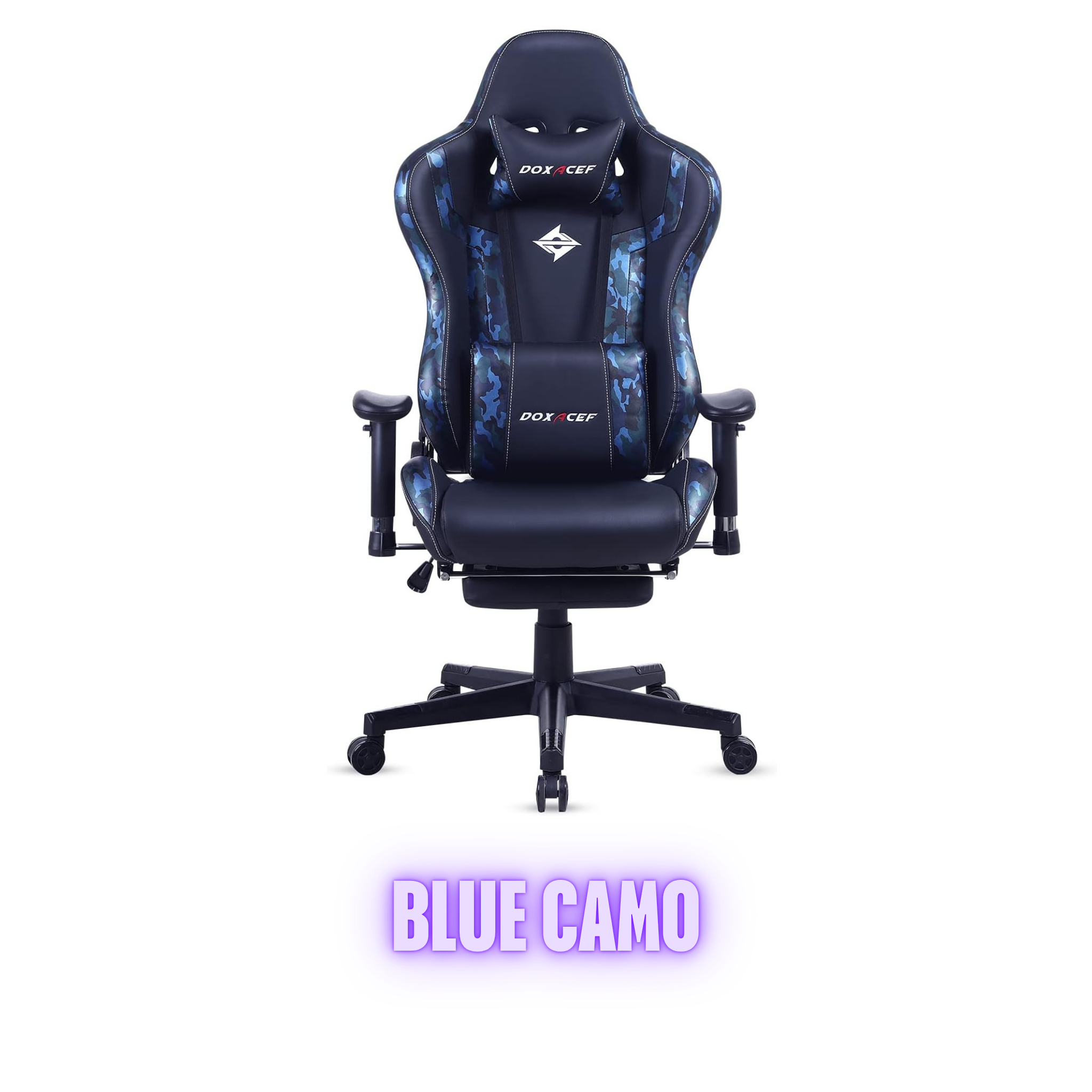 Gaming Chair with Massage and Footrest ( RGB RED, RGB BLACK, WHITE CAMO, BLUE CAMO )
