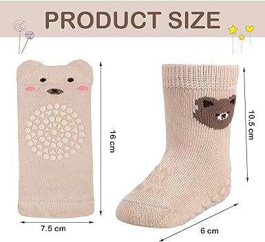 6 Pairs Baby Knee Pads for Crawling and Ankle Socks Set for Unisex Toddler Infant