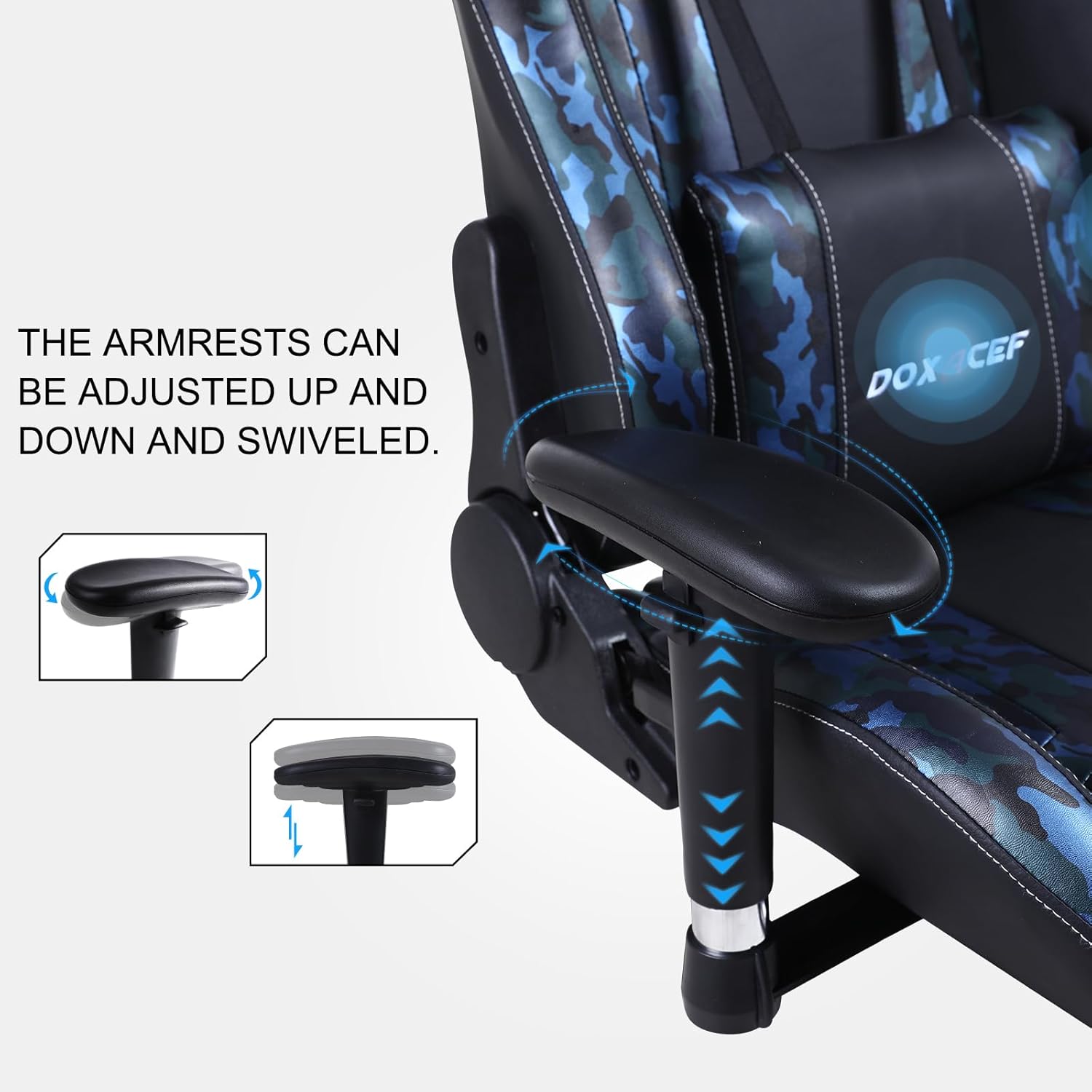 Gaming Chair with Massage and Footrest ( RGB RED, RGB BLACK, WHITE CAMO, BLUE CAMO )