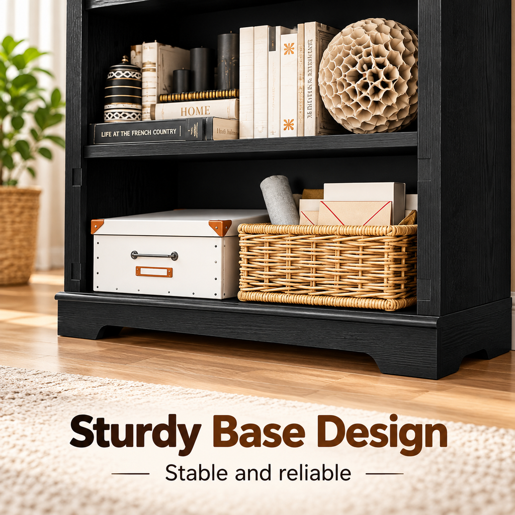 5-Tier Convertible Bookshelf with Flip-Down Desk – 71” Tall Modern Storage Bookcase - Black