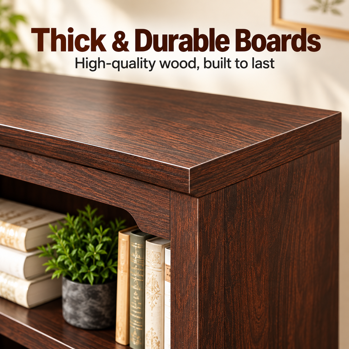 5-Tier Convertible Bookshelf with Flip-Down Desk – 71” Tall Modern Storage Bookcase - Brown