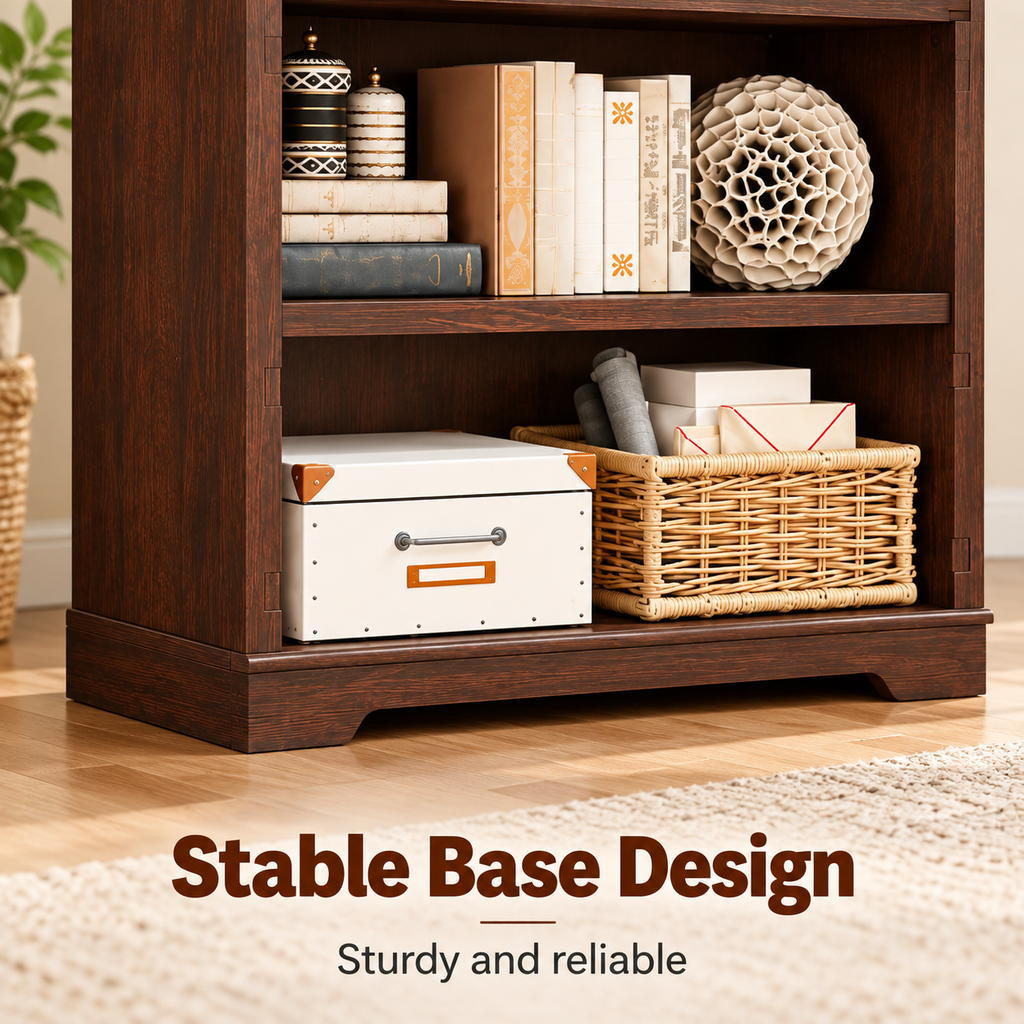 5-Tier Convertible Bookshelf with Flip-Down Desk – 71” Tall Modern Storage Bookcase - Brown