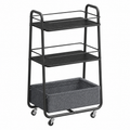 Storage Cart with Fabric Basket, 3-Tier Rolling Utility Cart