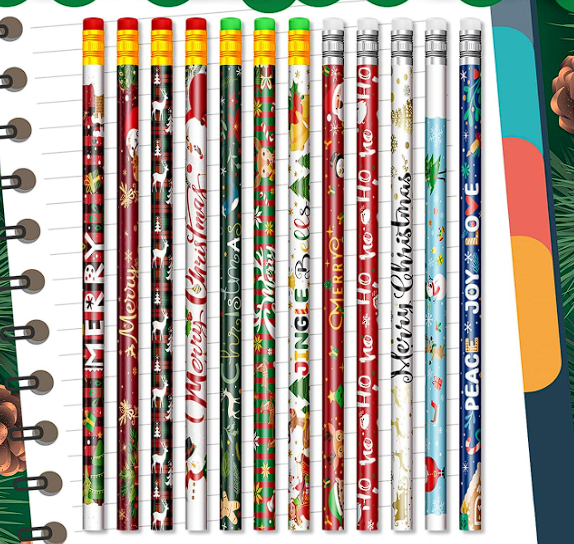 50 Pieces Christmas Pencils Christmas Holiday Pencils Goodie Bags Gifts
