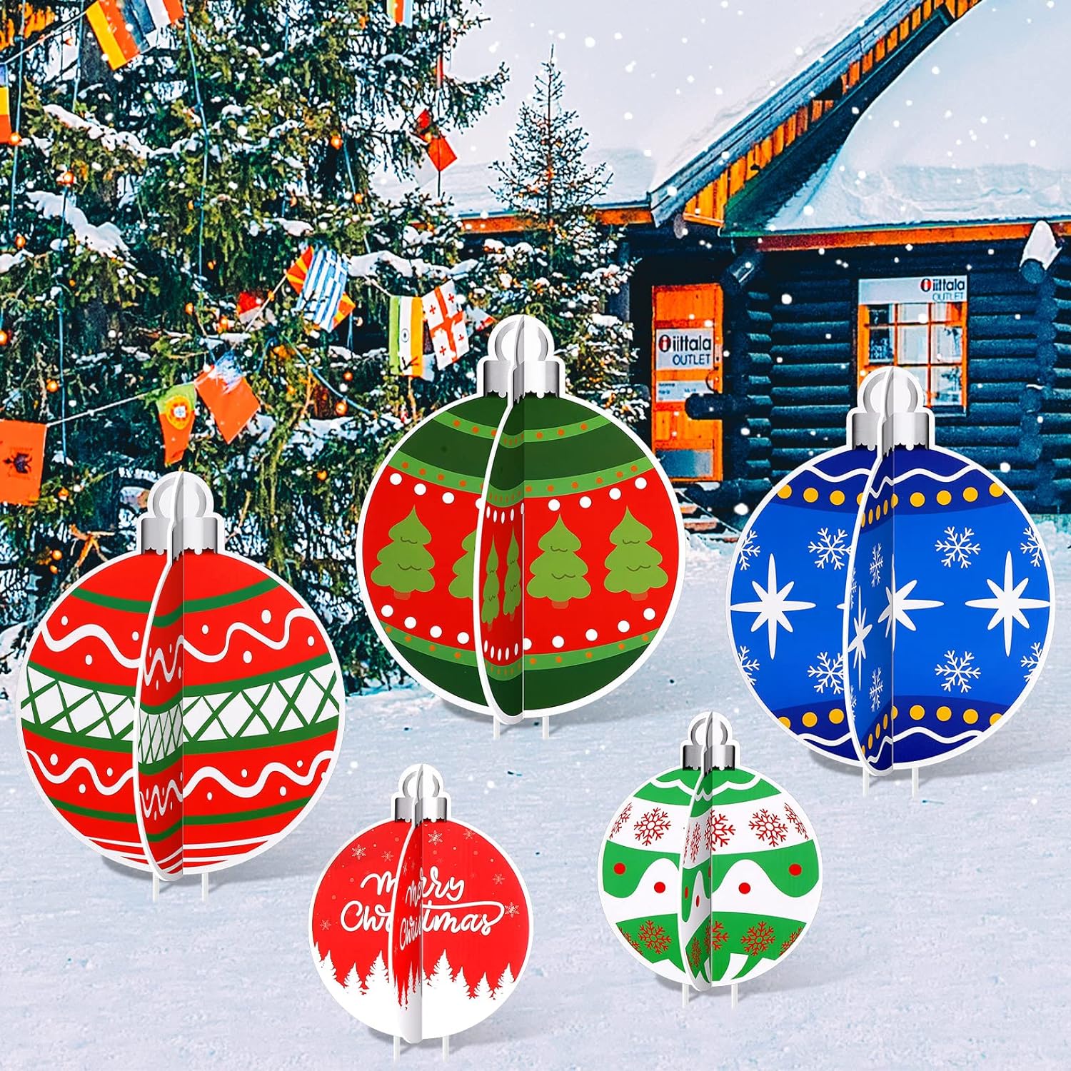 Christmas Yard Sign Xmas Tree Lawn Sign with Stakes Christmas Snowflakes Garden Patio Sign Christmas Outdoor Decorations