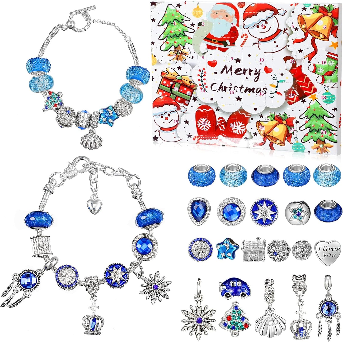 Christmas DIY Jewelry Bracelets Christmas Gifts for Girls 24 Days Jewelry Advent Calendar Bracelets Set