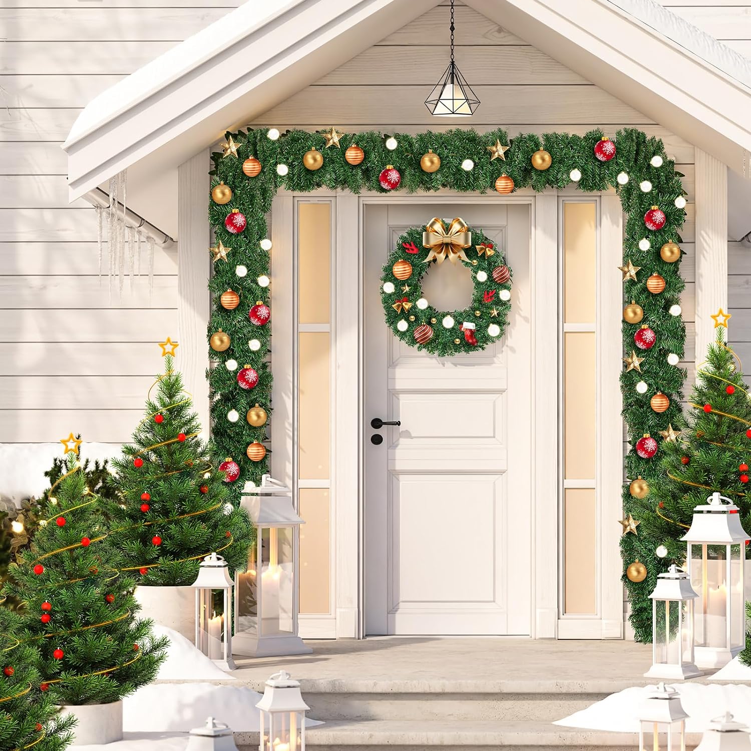 16.4Ft Artificial Christmas Garland Suitable for Christmas Decorations Green Non-Lit Holiday Decor for Outdoor Or Indoor