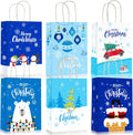24 Pieces  Christmas Gift Bags with Handles Snowman Snowflake Christmas Tree Goody Treat Paper Bags