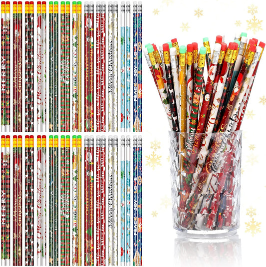 50 Pieces Christmas Pencils Christmas Holiday Pencils Goodie Bags Gifts