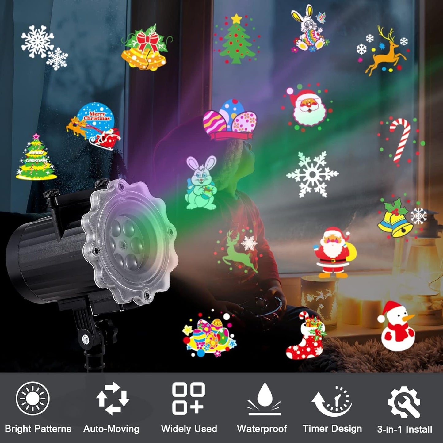 Christmas Projector Lights Outdoor LED Waterproof Xmas Projector Lights Outdoor 16 HD