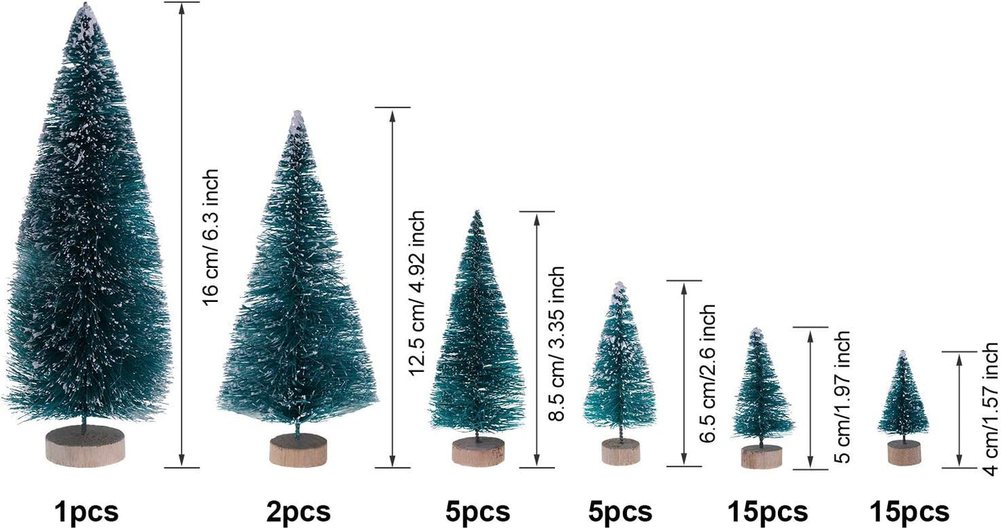 43pcs Mini Christmas Trees Artificial Sisal Trees Snow Frost Ornaments