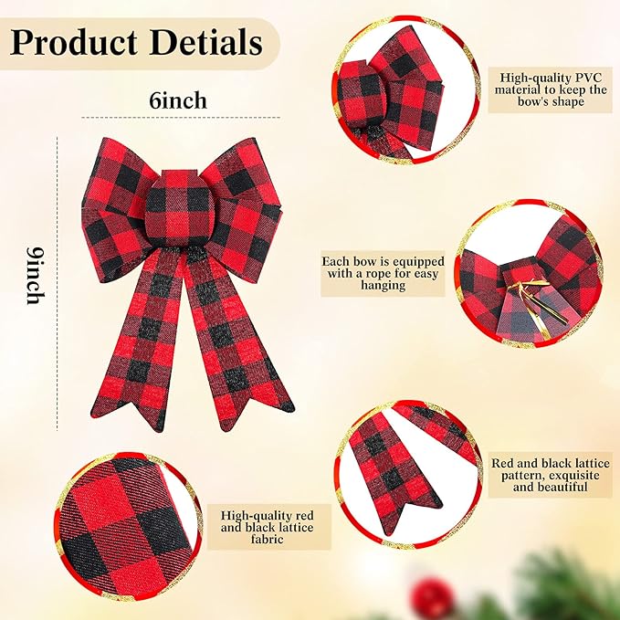 Christmas Tree Skirt and Christmas Bows Buffalo Plaid Tree Skirt Christmas Decoration