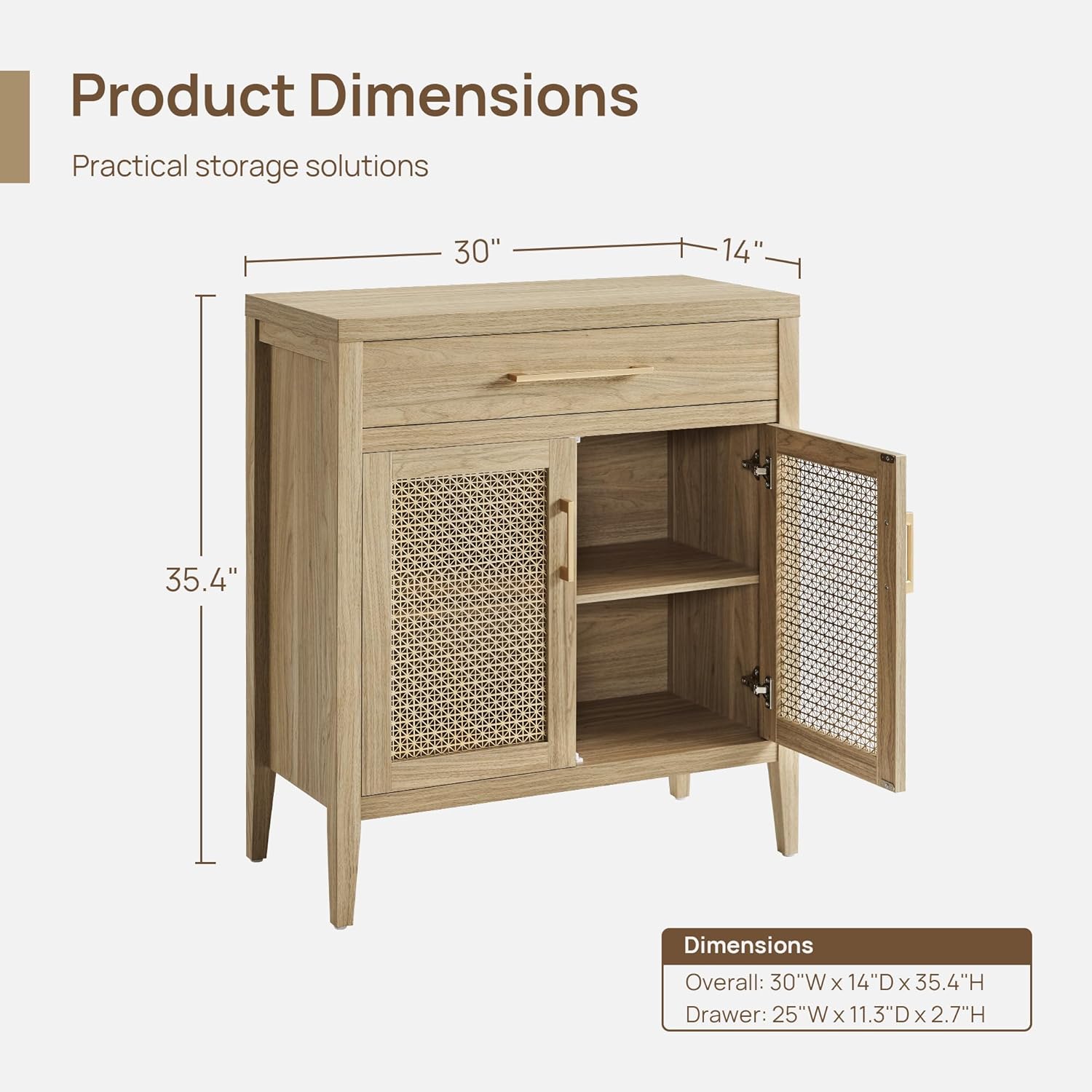 SICOTAS 30" Kitchen Sideboard Buffet Cabinet with Storage