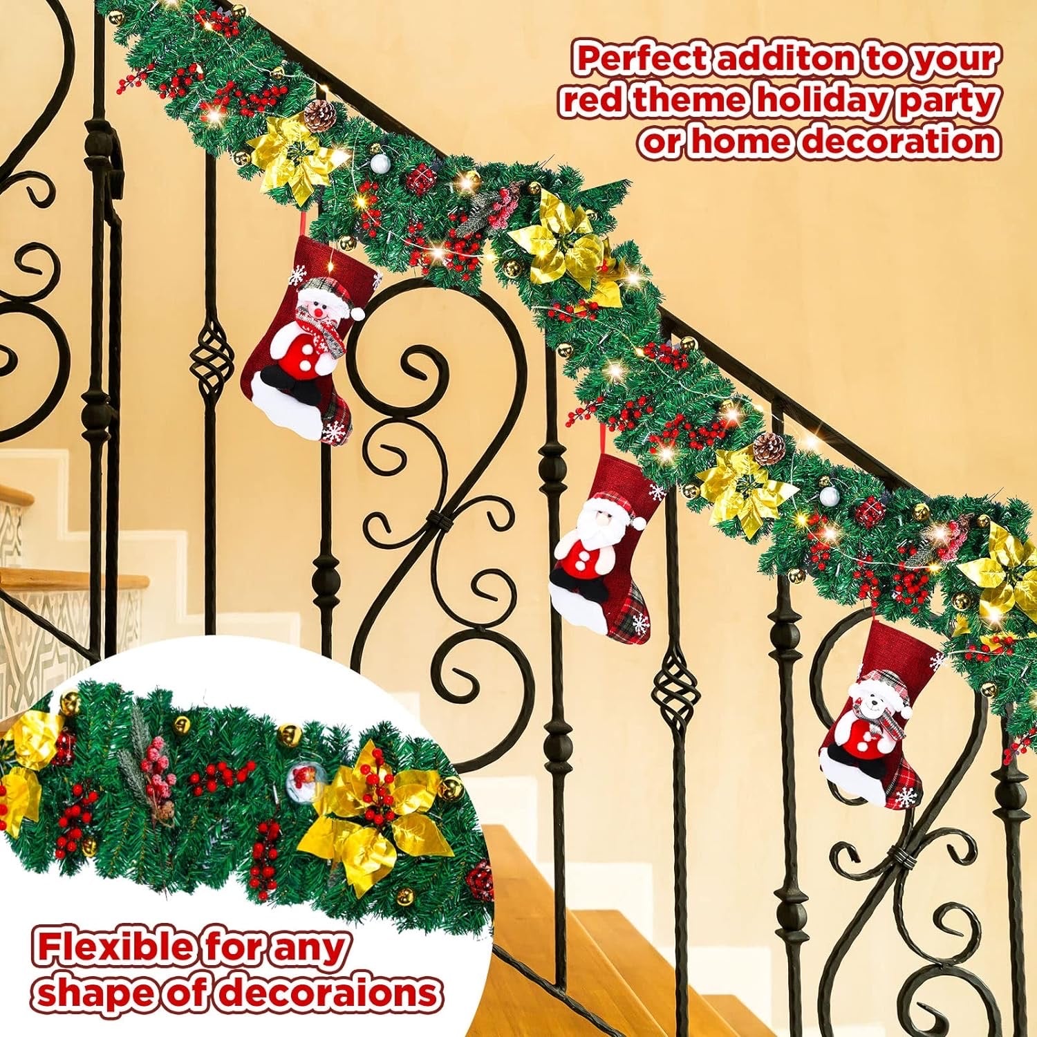 9ft Pre Lit Artificial Christmas Garland Lighted Garland Christmas Light