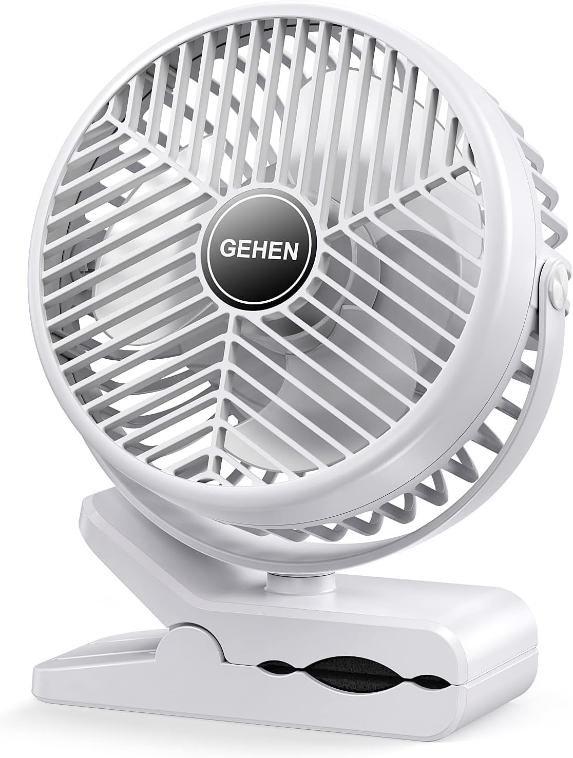 Portable 3-Speed Clip-on Fan with Sturdy Clamp 10000mAh Battery-Powered Clip Fan Rechargeable Ultra-Quiet for Bedroom Office Camping & Stroller