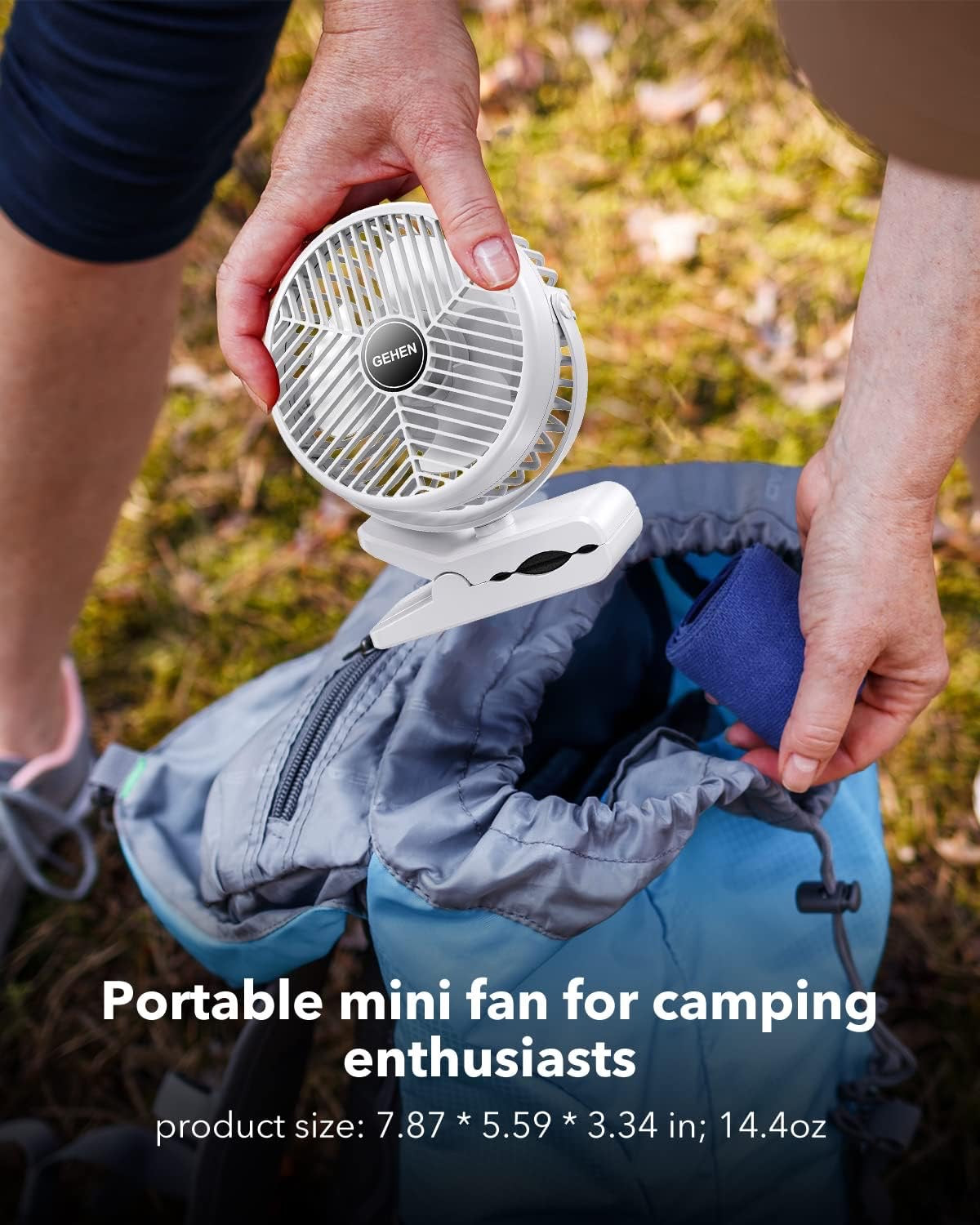 Portable 3-Speed Clip-on Fan with Sturdy Clamp 10000mAh Battery-Powered Clip Fan Rechargeable Ultra-Quiet for Bedroom Office Camping & Stroller