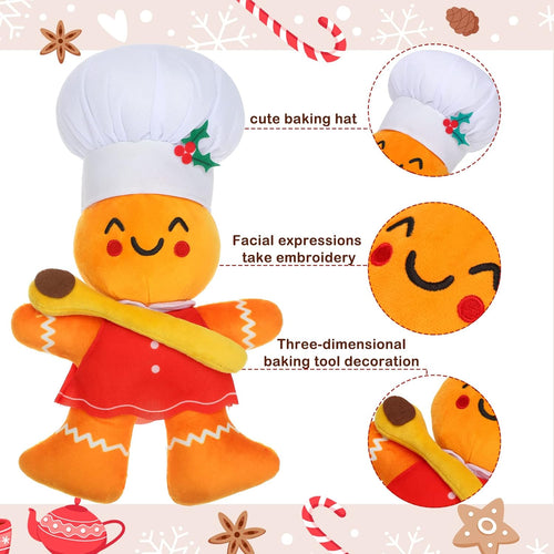 2Pcs Gingerbread Man Plush Stuffed Toys Christmas Present for Kids Christmas Decoration