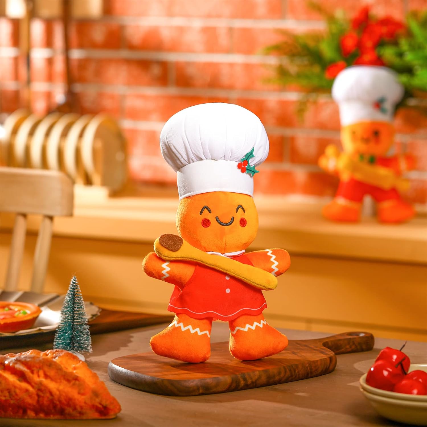 2Pcs Gingerbread Man Plush Stuffed Toys Christmas Present for Kids Christmas Decoration