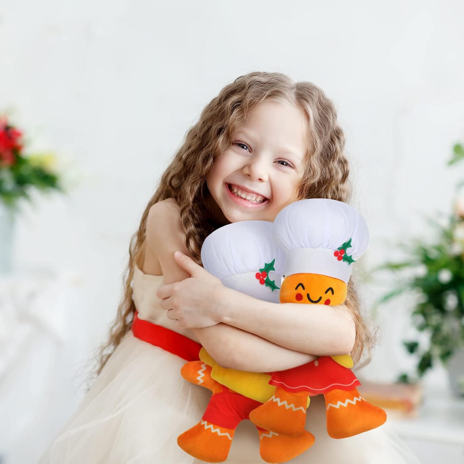 2Pcs Gingerbread Man Plush Stuffed Toys Christmas Present for Kids Christmas Decoration