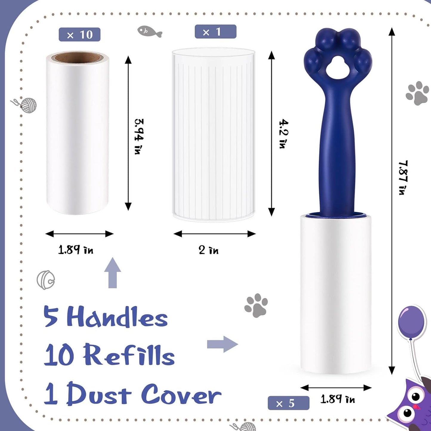 Lint Rollers Dog Cat Hair Remover Sticky Pet Hair Remover 600 Sheets