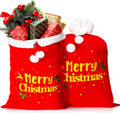 2 Pcs Christmas Red Velvet Santa Claus Bags with Cord Drawstring Extra Large Red Velvet Santa's