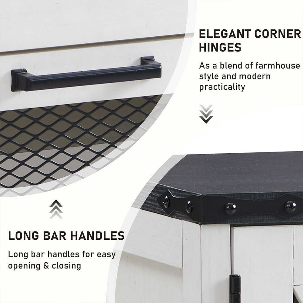 2 Flip Drawers Shoe Cabinet with Mesh Doors