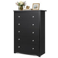 Black Wood 5-Drawer TV Stand, 45" Tall TV Console | Media Storage Cabinet & Organizer Drawers for Living Room, Hallway, Close