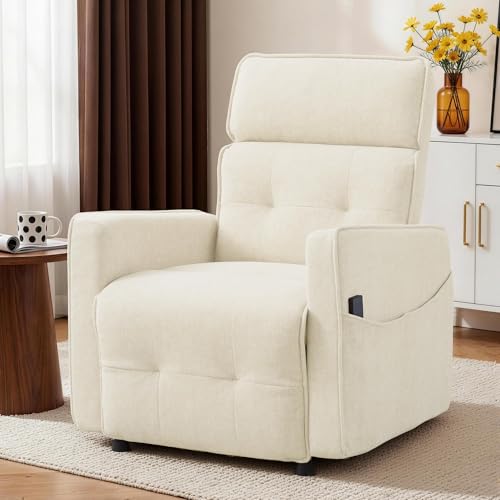 Electric Recliner Chair with Remote Control, Memory Function & Side Pockets – Beige