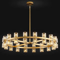 36 Inch Gold Wagon Wheel Chandelier with Crystal Shade, 36 Lights, Large Round Modern Farmhouse Style, Perfect for Living Room, Dining Room, Bedroom, Foyer, Bathroom