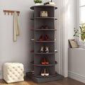 Rotating Shoe Rack 6-Tier 360° Revolving Shoe Storage Organizer Free Standing Spinning Shoe Rack Tower Lazy Susan Shoe Storage hold over 24 pairs of shoe for Entryway Living Room (Gray)