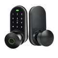 Digital Keypad Fingerprint Door Knob Lock,Keyless Entry Electronic Code Door Lock,5-in-1 unlocking method smart locks for front door-matte Black