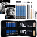 36 Pack Drawing Set Sketch Kit,Sketching Supplies with 2 sketch pad, Graphite Pencils, Charcoal Sticks, Eraser, Pro Art Drawing Kit for Artists Beginner Adults, Ideal for Shading, Blending