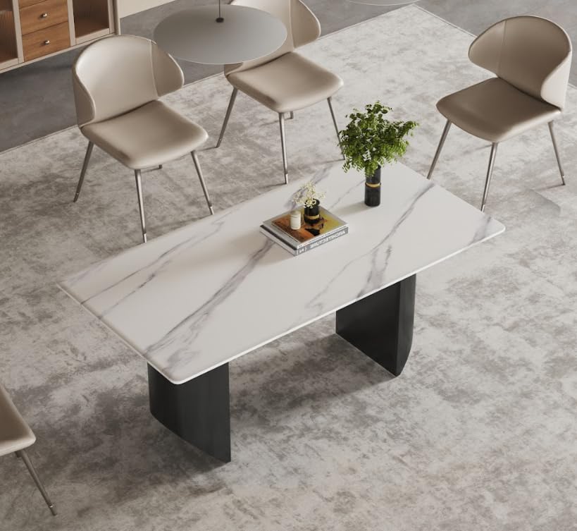 Light Luxury White Marble Dining Table - Easy-to-Clean Restaurant Furniture (Single Table/Combination Style)