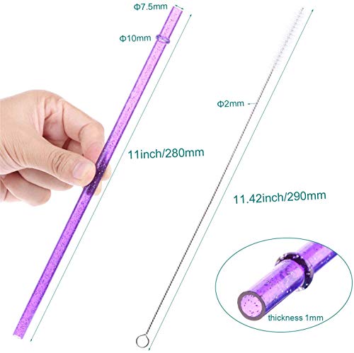 11 Inch Reusable Tritan Plastic Straws,Replacement Glitter Sparkle Drinking Straws for 24 oz-40 oz Mason Jars/Tumblers,Set of 12