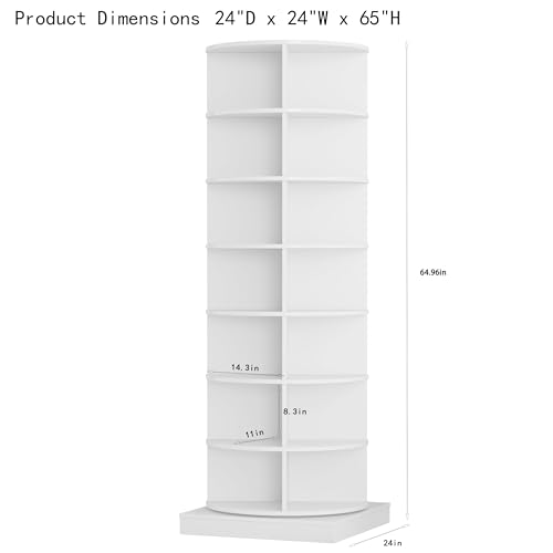 7-Tier Rotating Shoe Rack 360° Revolving Shoe Storage Organizer, Free Standing Spinning Shoe Rack Tower, Holds Over 28 Pairs, White